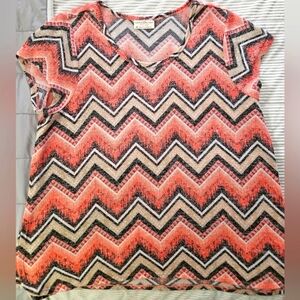 Bobby Brooks Chevron Patterned Women's Top Size 2X